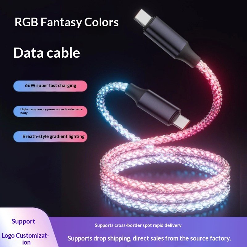 Cable de Carga RGB Luminoso USB-C
