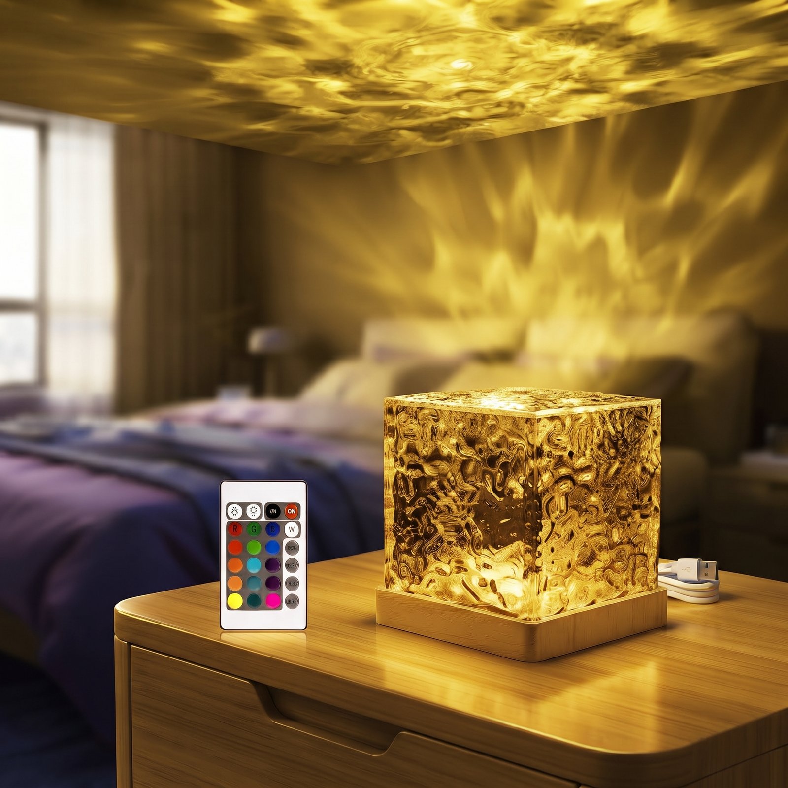 Lámpara Ondas con luz ámbar