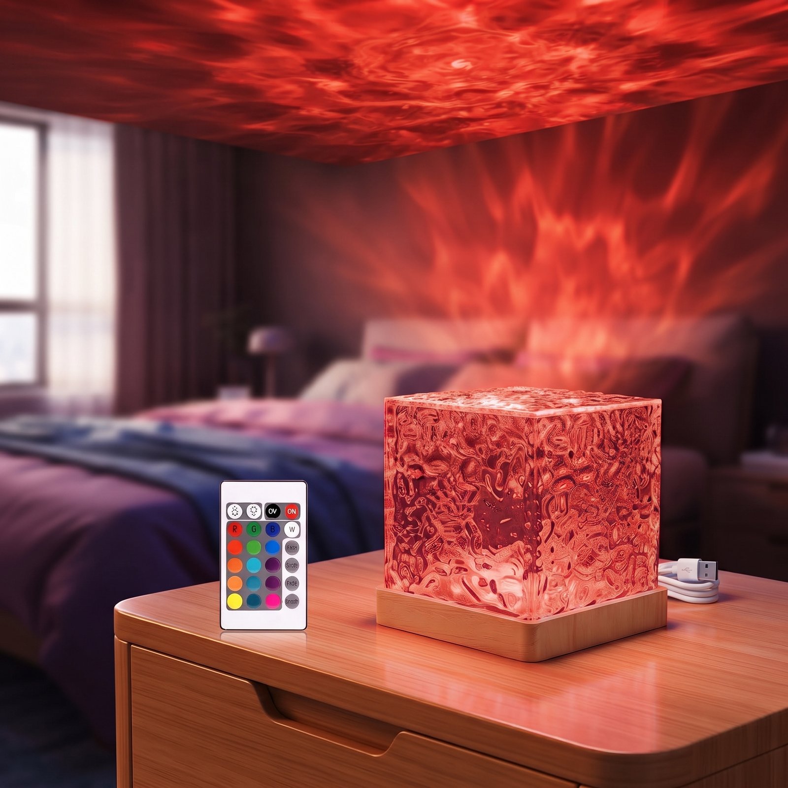 Lámpara Ondas con luz roja